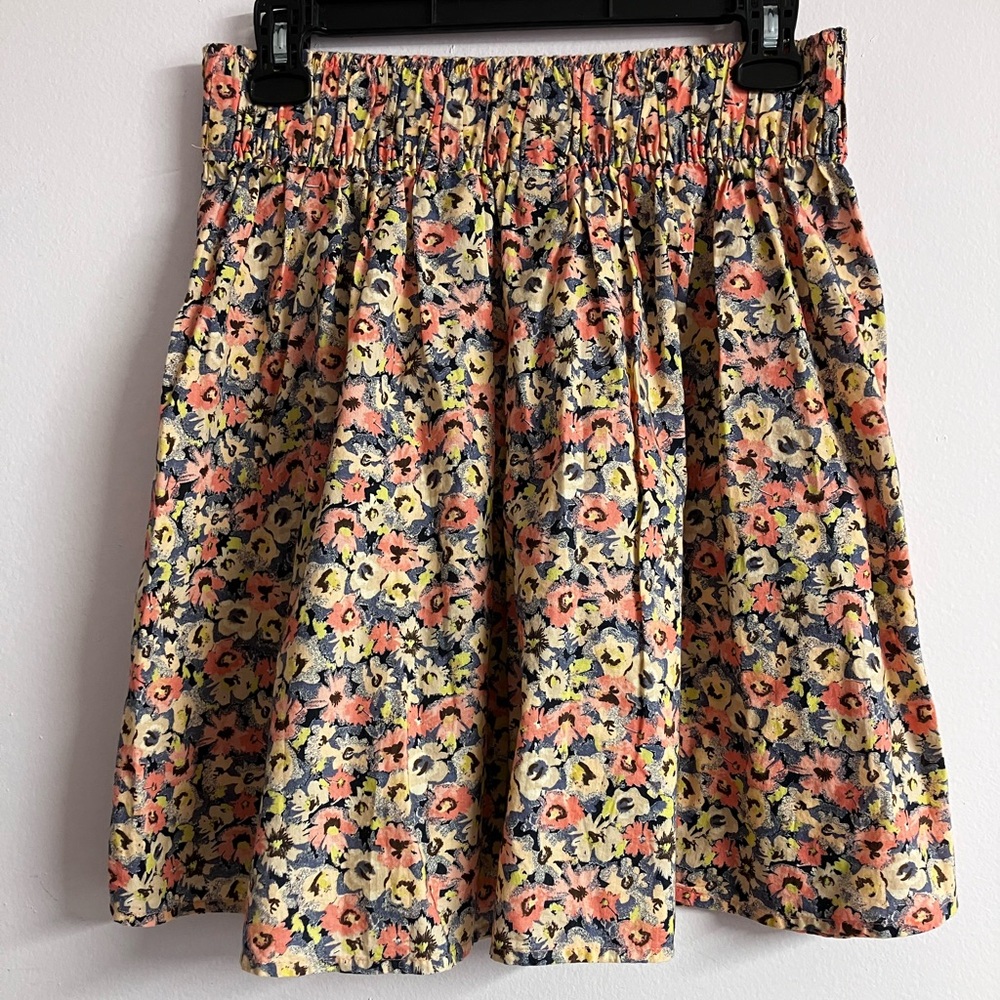 Women’s Floral Lightweight Skirt, Small, Peach/Blue/Beige, H&M